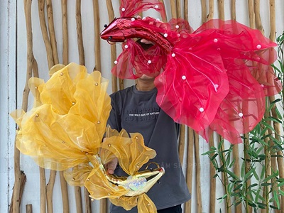 Mô hình cá chép decor thân xốp gắn ngọc [Dáng thon - Nhiều màu] mình 28cm D60cm TCV-CA-07